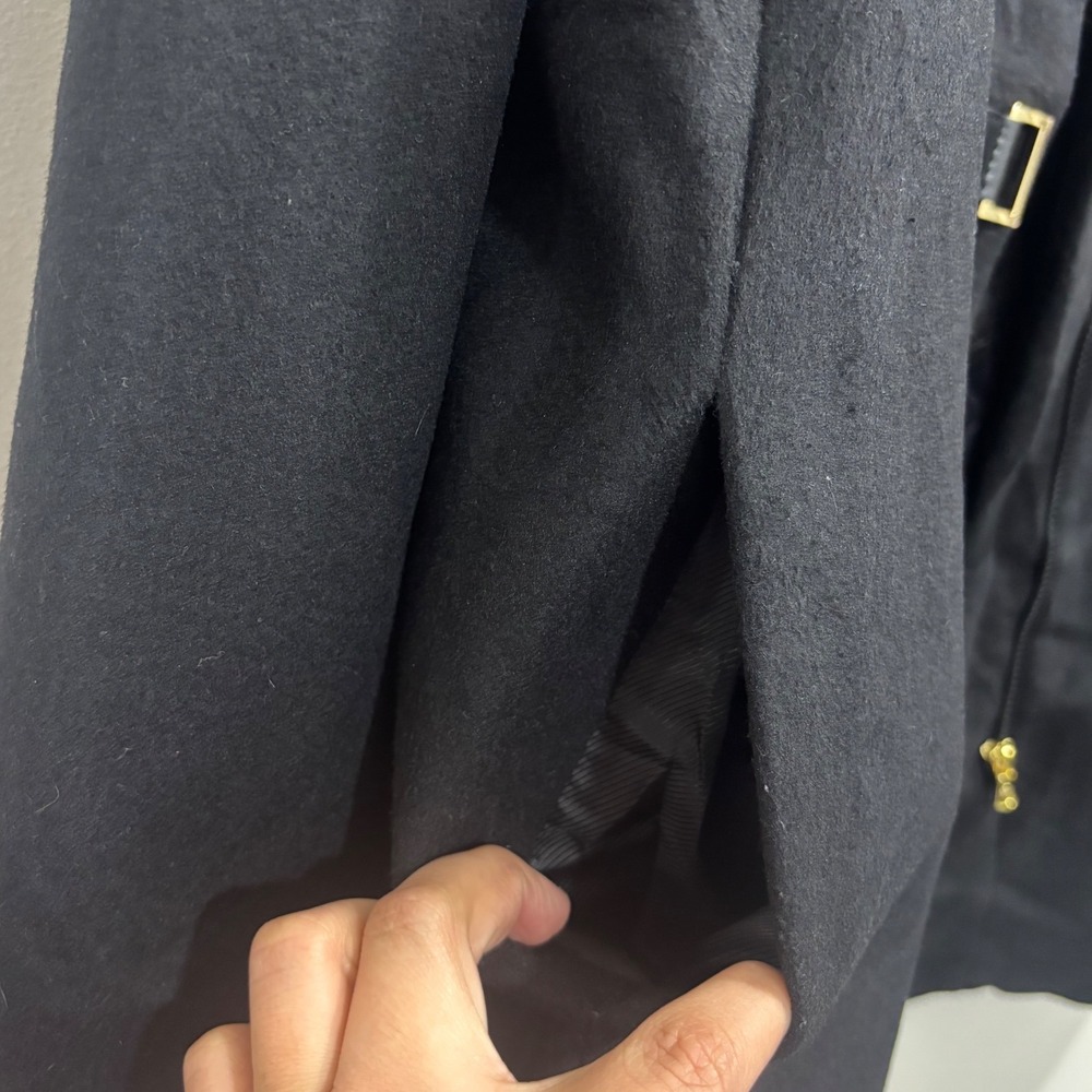 Lauren Ralph Lauren Wool Blend Mockneck Woman's Black Double Buckle Pea Coat 14 - Picture 9 of 11